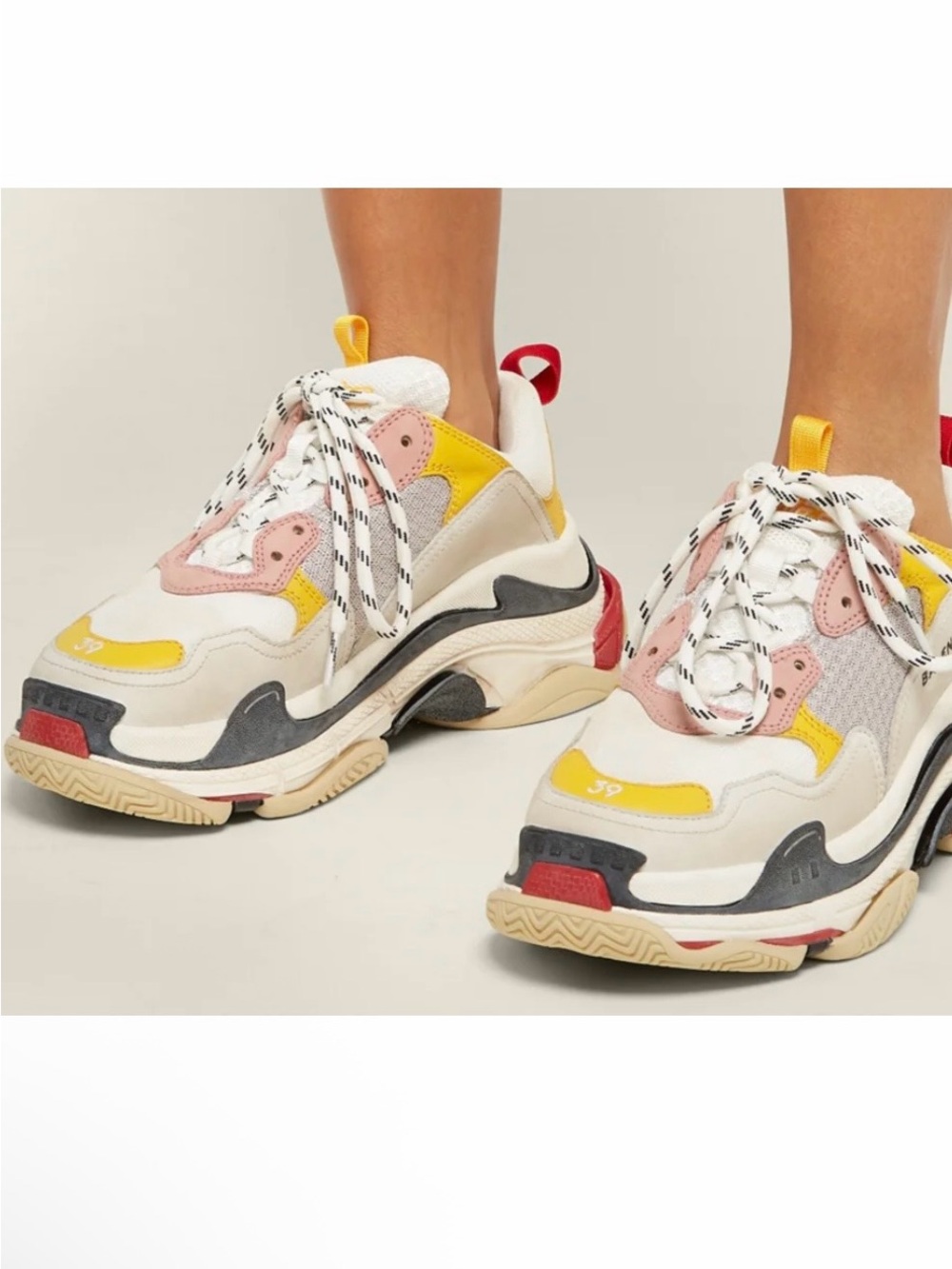 Balenciaga Tripe S  Chunky Multicolor Women's Sneakers - Yellow Pink Accents